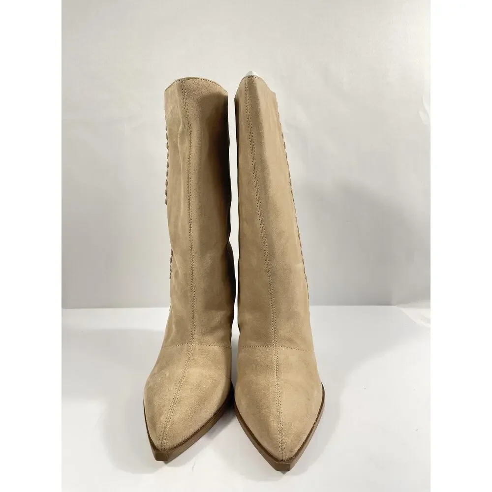 Vince Camuto Boots Women's Size 8M Beige Suede VC-LORRYS Western Mid Calf